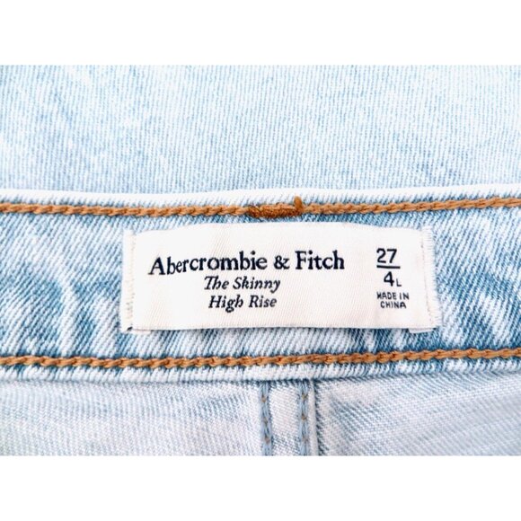 Abercrombie & Fitch The Skinny High Rise Split Hem Vent Jeans Blue 27/4 Long - Picture 15 of 16